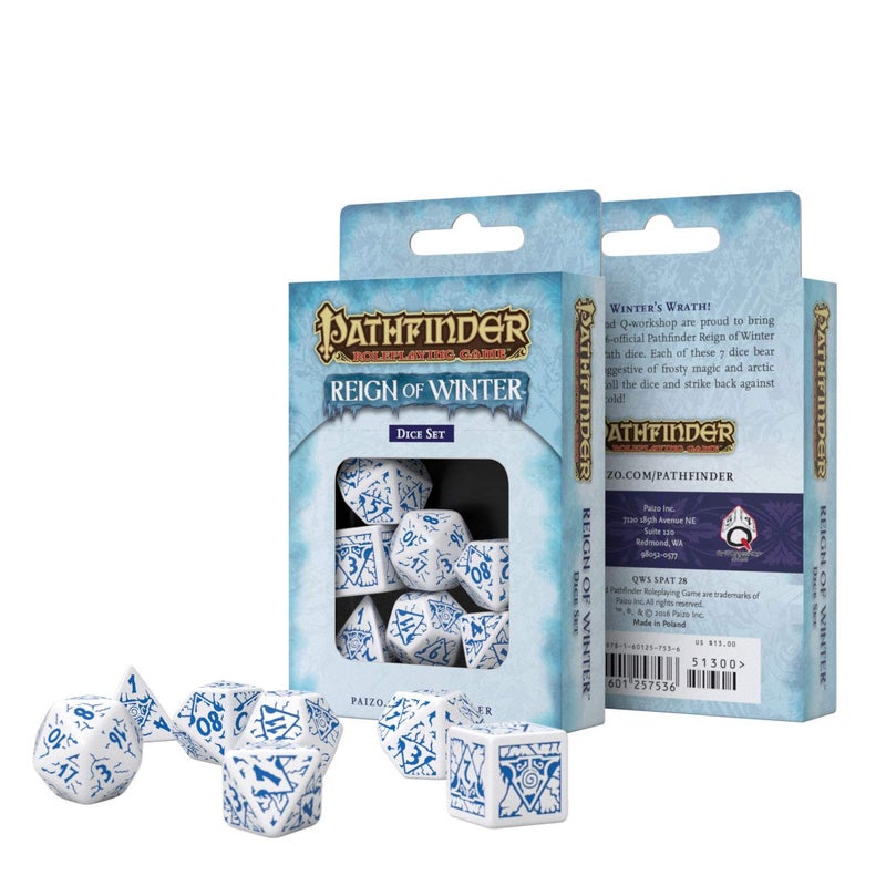 Q WORKSHOP Pathfinder Reign of Winter Rpg Ornamented Dice Set 7 Polyhedral Pieces - Image 2
